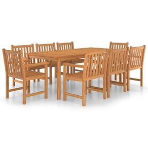 9 Piece Garden Dining Set Solid Teak Wood