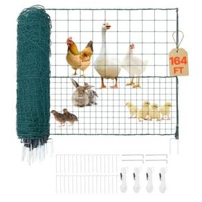 Temporary Fence with Posts, 1.05 x 50m Plastic Mesh Fencing, Garden Safety Fences Netting with Double-Spike Stakes & Guy Ropes