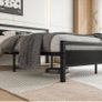 King Size Bed Frame with Wooden Headboard,Black Metal Bed Image 7