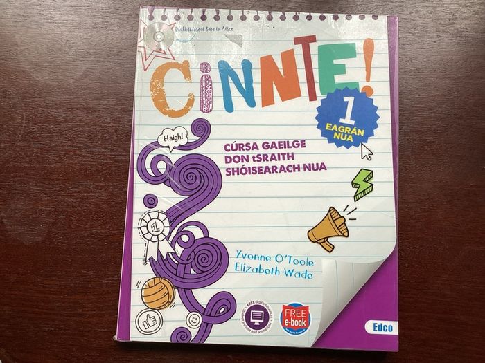 Cinnte 1 textbook Junior Cert Irish E-code unused