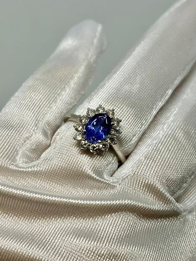 Diamond 950 Platinum AAA Tanzanite & Lab Grown Diamond