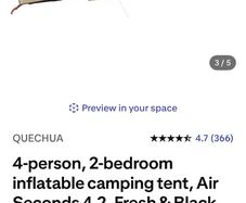 4-person, 2-bedroom inflatable camping tent