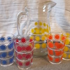 70's French jug and glasses