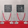 Retractable Silver Round Top Queue Control Barrier Posts Stands Security Stanchion Rope Divider with 1.5M Red Rope Crowd Control Barrier Silver Round top Column Image 7