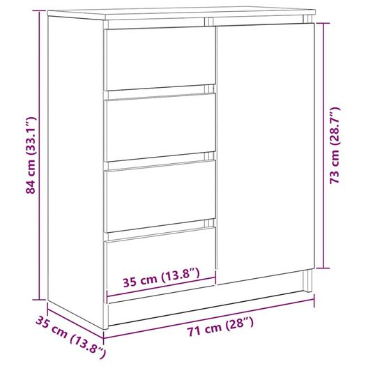 Sideboard with Drawers Smoked Oak 71x35x84 cm