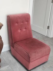 Vintage Pink Velvet Slipper Chair