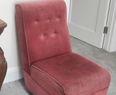 Vintage Pink Velvet Slipper Chair