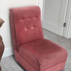 Vintage Pink Velvet Slipper Chair