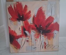 Large Abstract Red Poppy Canvas Wall Art