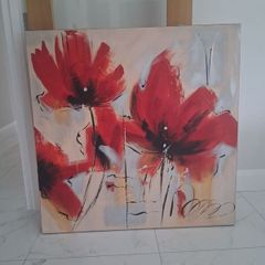 Large Abstract Red Poppy Canvas Wall Art