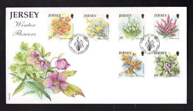 2003 Jersey Winter Flowers Commemorative Stamps First Day Cover (FDC)