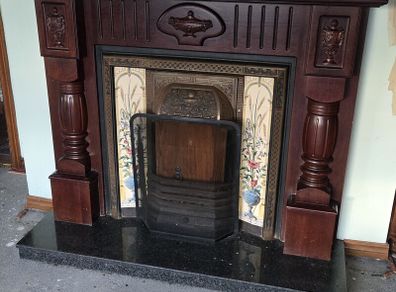 Mahogany / Cast Iron Fireplace Surround