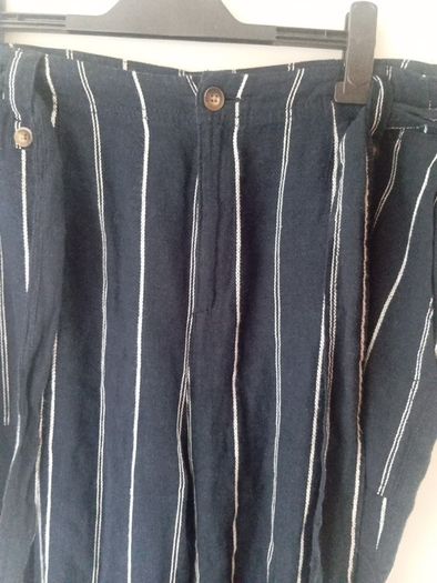 ladies trousers navy with a white pinstripe...new
