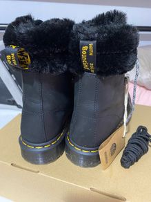 dr martens black fur lined women's boots
