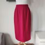 VINTAGE 1980s magenta pink high waist midi skirt Made in Ireland S 10 Barbiecore Image 3