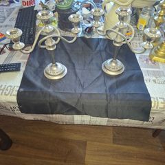 Beautiful Old Pair of silver plated Three Branch Candelabras, Postage Available