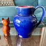 Denby Harlequin Jester Pitcher Cobalt Blue and Claret Stoneware Jug Posy Vase Image 7