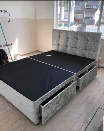 New Stylish single ,Double 4ft, 4ft6, King 5ft And 6ft Superking Sizes Divan Beds Instock. Drawers And Optional Tufted Mattresses Available. Free Delivery