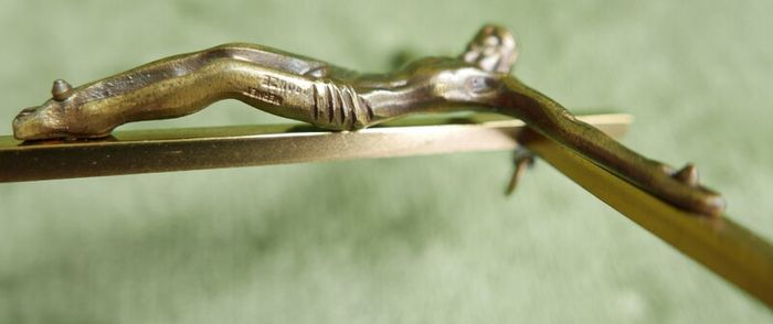 Vintage Bronze Wall Cross - Religious Christian Crucifix