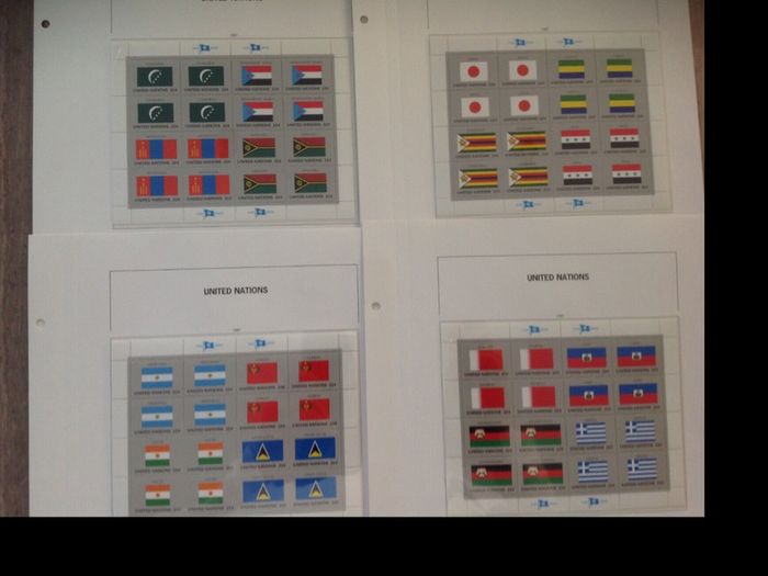 Stamp collection UN New York flag sheetlets