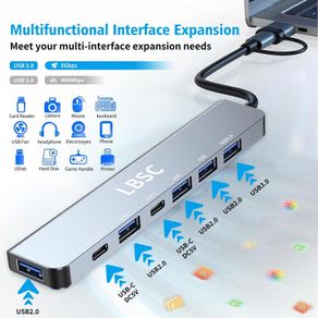 USB C Hub,7 in 1 USB Splitter Multi Port Adaptor,Usb Hub For MacBook