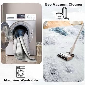Washable Rugs Living Room 80x150cm Short Pile Area Rugs Non Shedding Carpet Rug for Bedroom Modern Abstract Bedroom Rug Machine Washable Rug Faux Wool Rug Non Slip Rug Soft Touch Rugs Blue