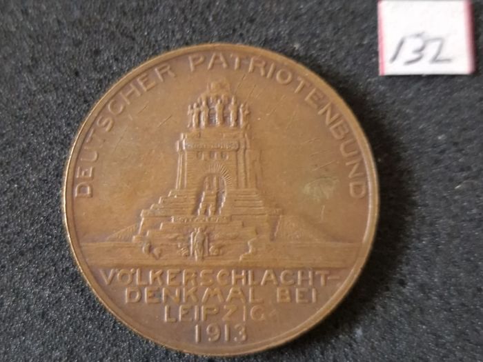 German Commerative bronze medal, 1913,,WW1, 1914 /1918,, Battle Of Leipzig 1813,napolonic War,,,(132)