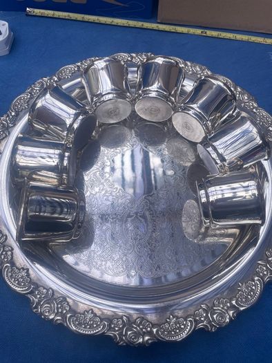 Silver Tray and cups