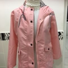 Pink Showerproof jacket with hood. Size 10/12. New