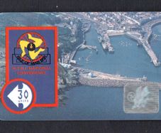 1991 Isle of Man 20 unit Aerial View of Iom  Harbour RTBI National Conference Douglas Isle of Man (GPT - Magnetic) Phone Card