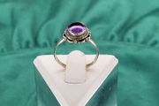 Vintage Sterling Silver Amethyst Cabochon Ring 925