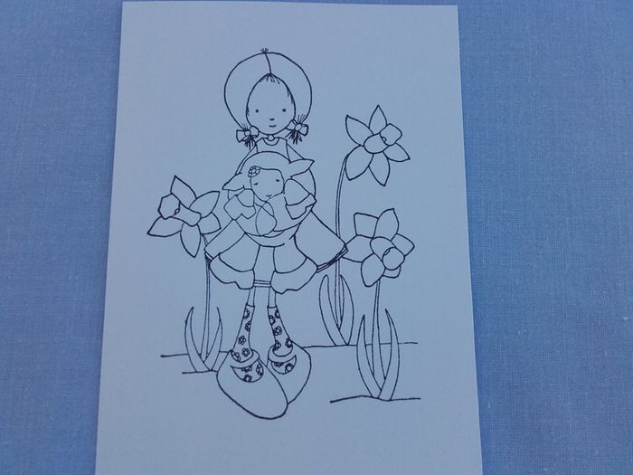 Spring - Girl with Lamb - Whiff of Joy Rubber Stamp