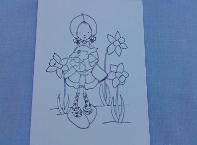 Spring - Girl with Lamb - Whiff of Joy Rubber Stamp