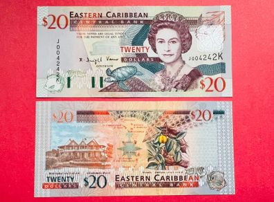 East CARIBBEAN States  20  Dollars  St  KITTS  2003  Pick 44  ( Uncirculated )