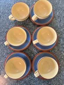 Denby juice - 6 cups and 5 saucers