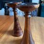 Pair of mixed wood with metal insert candlestick holders Image 6