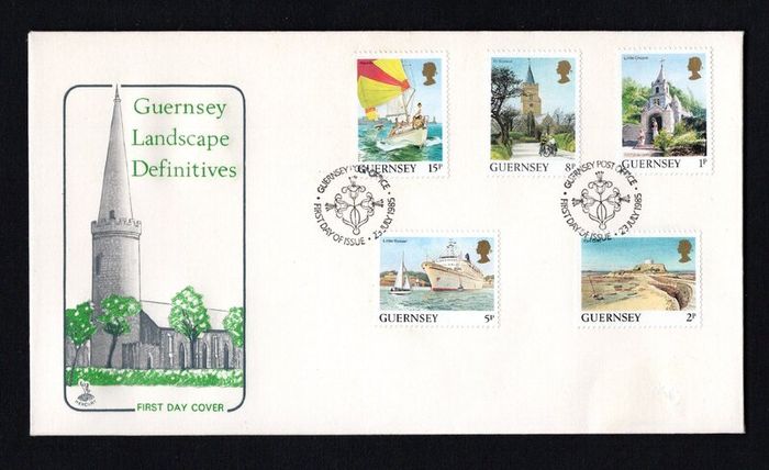 1985 Guernsey Landscapes Definitive Series (1p, 2p, 5p, 8p & 15p) First Day Cover (FDC)