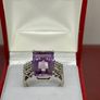 Silver ring with Amethyst and white Topaz Image 10