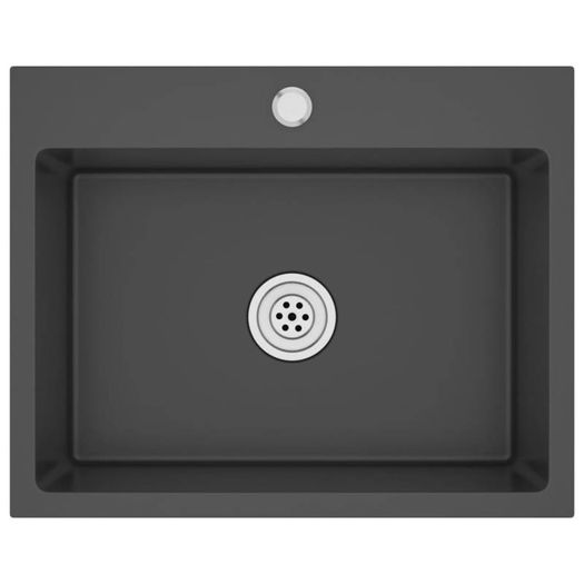 Handmade Kitchen Sink with Faucet Hole Black Stainless Steel
