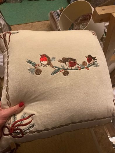 Robin Christmas cushion