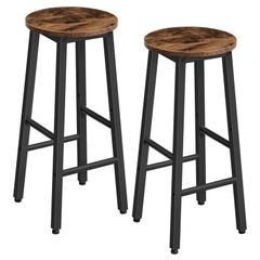 2 x Bar Stools/Kitchen Breakfast Bar, Industrial 63 cm Height Stools for Dining Room, Kitchen, Solid and Stable, Rustic Brown and Black - BRAND NEW