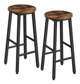 2 x Bar Stools/Kitchen Breakfast Bar, Industrial 63 cm Height Stools for Dining Room, Kitchen, Solid and Stable, Rustic Brown and Black - BRAND NEW