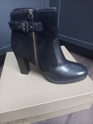 High Heel Leather & Suede Ankle Boots