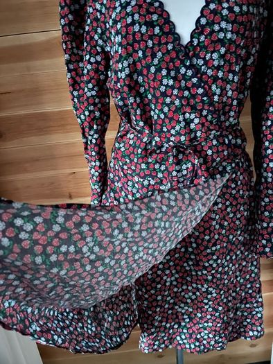 &other stories wrap around dress flowers pattern long sleeve size 12 new