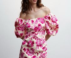 Mango Puffed Sleeve Dress