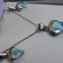 Vintage Sterling Silver Blue Cut Crystal Pendant Necklace And Earrings  Length 18,5" - 4,78g Image 6