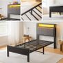 3FT Single Bed Frame with LED Lights and Charging Station, Heavy Image 3