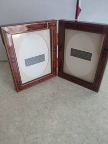 NEW Addison Ross London Wood Marquetry Hinged Double Photo Frame Addison Ross