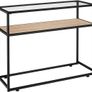 Console Table with Glass Top, 100 x 41 x 80.5 cm, Table with 2 Shelves, Industrial Style, Side Table for Living Room, Hallway, Wood, Black Metal Frame Image 6