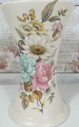 Vintage Purbeck Pottery Poole Dorset Floral Vase - 22 cm tall